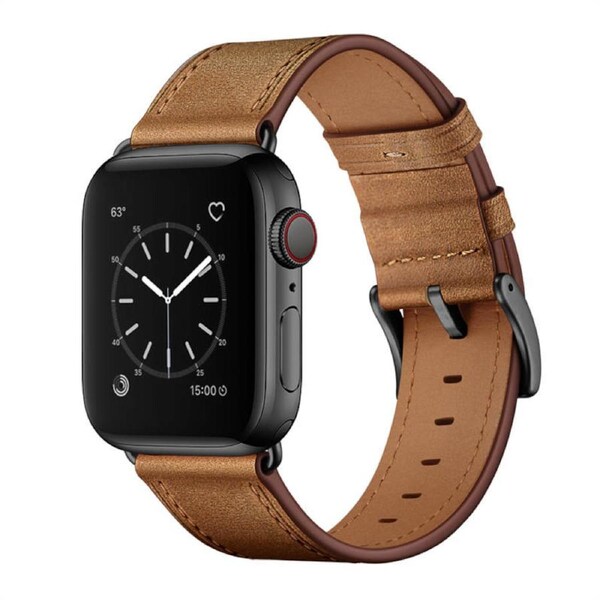 Nevenka Classic Watchband Cowhide Suitable for iWatch Ultra Series 8 SE 7 6 5 4 3 2 1-Black-RedBrown 38/40/41mm