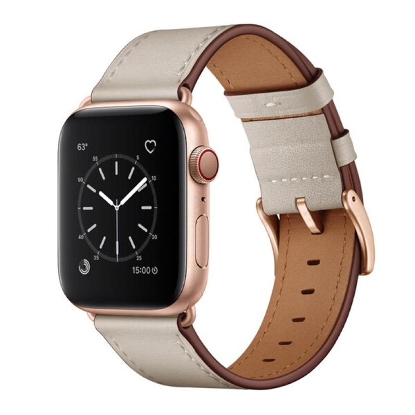 Nevenka Classic Watchband Cowhide Suitable for iWatch Ultra Series 8 SE 7 6 5 4 3 2 1-Black-OffWhite 38/40/41mm