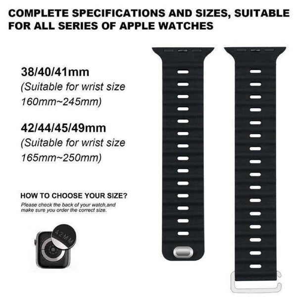 Nevenka Apple Watch Ocean Bands for iWatch Ultra Series 8 SE 7 6 5 4 3 2 1-Black 42/44/45/49mm