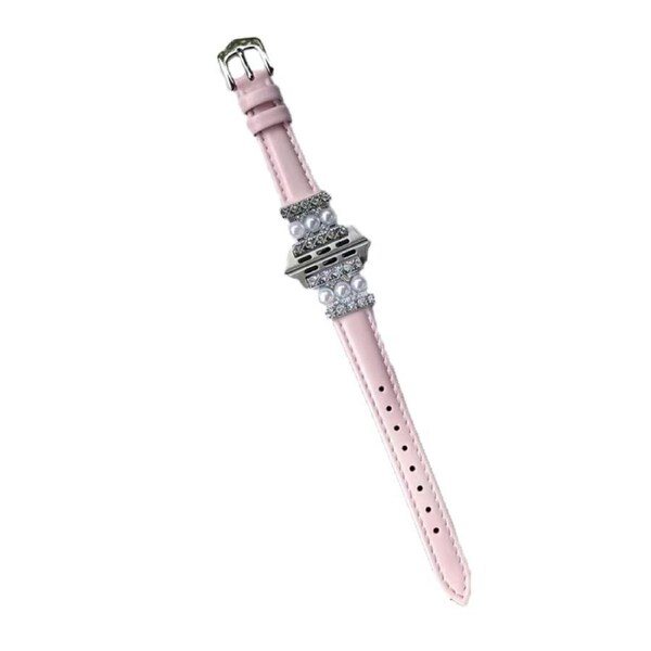 Nevenka Pearl Cowhide Watch Strap for iWatch Ultra Series 8 SE 7 6 5 4 3 2 1-YKLightPurple 42/44/45/49mm