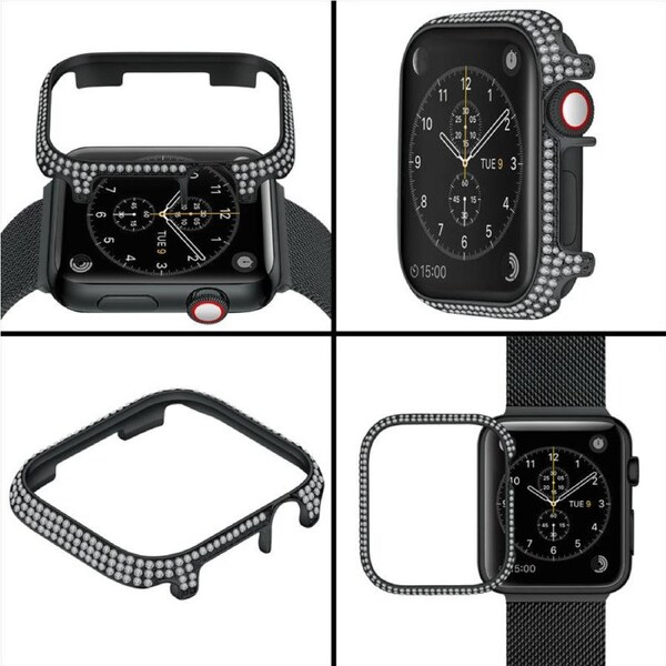 Nevenka Full Diamond Protective Case for iWatch Ultra Series 8 SE 7 6 5 4 3 2 1-Black 38mm