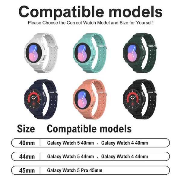 Nevenka Samsung Watch Strap Protective Case Silicone for Galaxy Watch 5/4/5 Pro-2 40mm