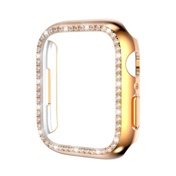 Nevenka Shiny Apple Watch Case Single Row Diamond for iWatch 8 7-RoseGold 41mm