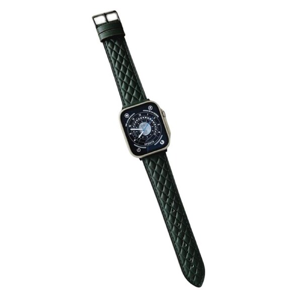 Nevenka Apple Watch Rhombus Leather Strap for iWatch Ultra Series 8 SE 7 6 5 4 3 2 1-DarkGreen 42/44/45/49mm
