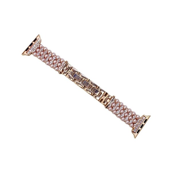 Nevenka Apple Watch Strap Pearl Diamond for iWatch Ultra Series 8 SE 7 6 5 4 3 2 1-Pink 38/40/41mm