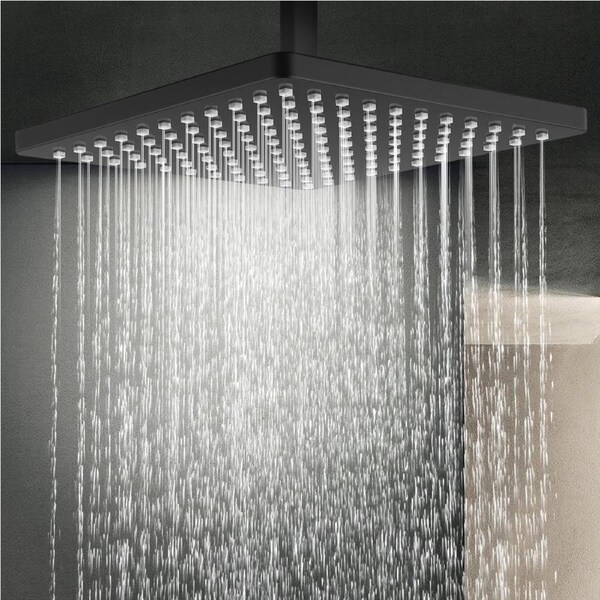 ACA Bath 10" 250mm Rain Shower Head Black Square Only For Wall Ceiling Arm Shower Arm