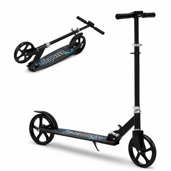 Advwin Kids Scooter Folding Kick Scooter w/ 20cm PU Wheels Adjustable Height Push Scooter for Teens & Beginners Blue