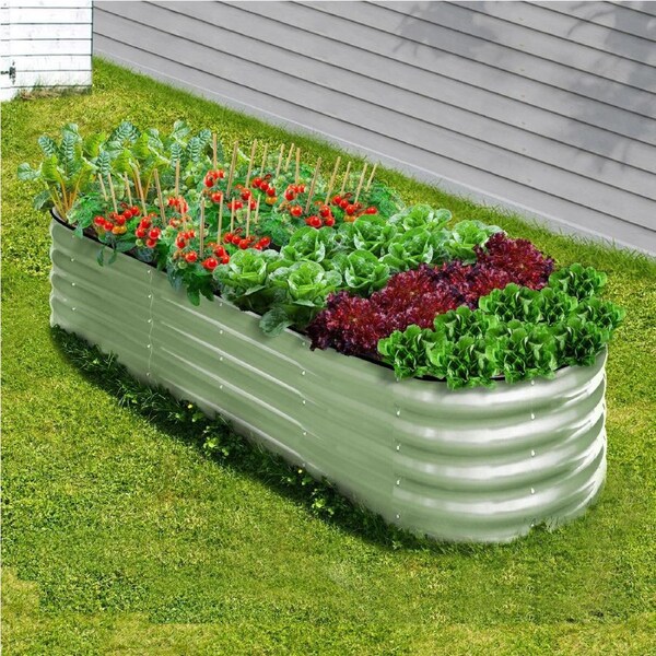 Livsip Garden Bed 240x80x42cm Planter Box Raised Container Galvanised Green