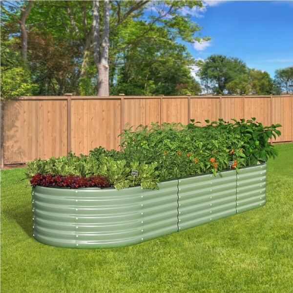 Livsip Garden Bed 240x80x56cm Planter Box Raised Container Galvanised Green