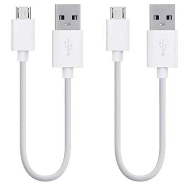 2 Pack 20cm Short Data Transfer Charger Charging Micro USB Cable Cord for Android Phone Device Tablet Bulk White TPE Plastic