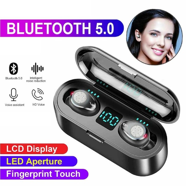 Wireless Bluetooth LED Display Earphones Headphones Sports Earbuds IOS Android