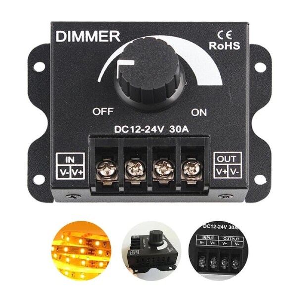 30A LED Switch Dimmer Controller DC 12V-24V Manual Operation For Strip Lights