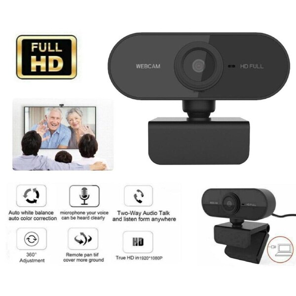 1080P Webcam Full HD Web Camera Built-In Microphone USB PC Mac Computer Laptop