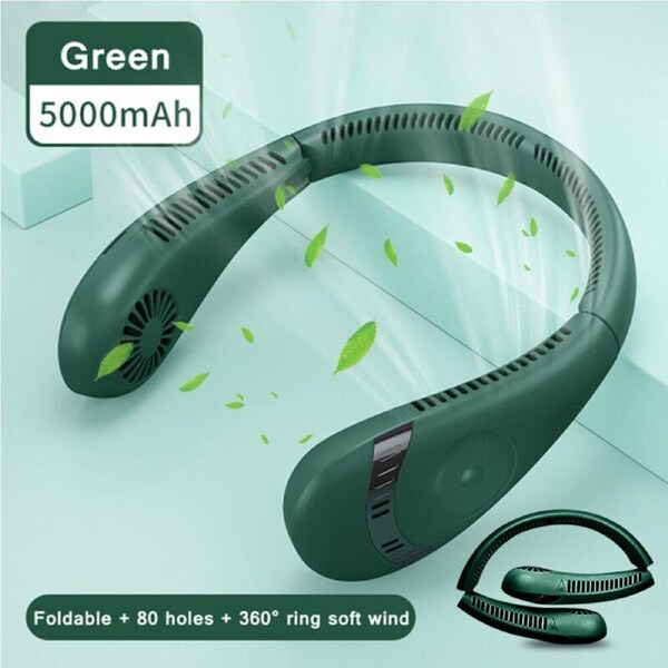 Portable Mini Bladeless Leafless Neck Fan Hanging Air Cooler USB Rechargeable