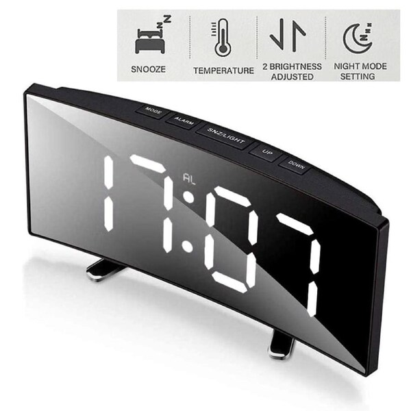 Digital Bedside Clock LED Display Desk Table Time Temperature Snooze Alarm Clock