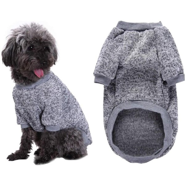 Pet Dog Warm Coat Fleece Jacket Jumper Sweater Clothes Grey Large