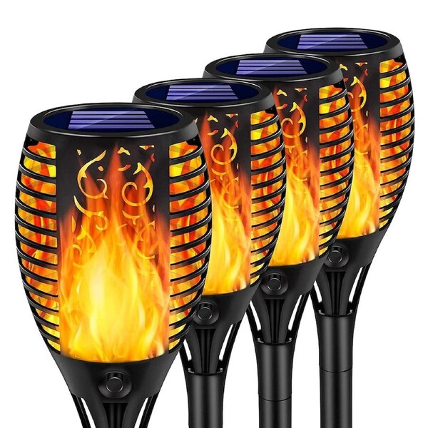 4 Pack Solar Flame Torch Light Garden Lantern Lamp Flickering Dancing Waterproof