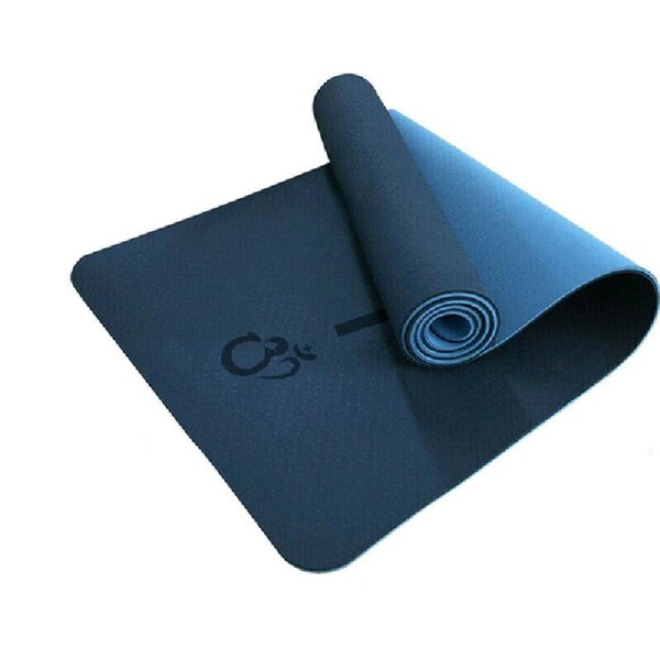Yoga Mat Pad Exercise Fitness Pilates Non Slip Dual Layer Eco Friendly Mat Blue