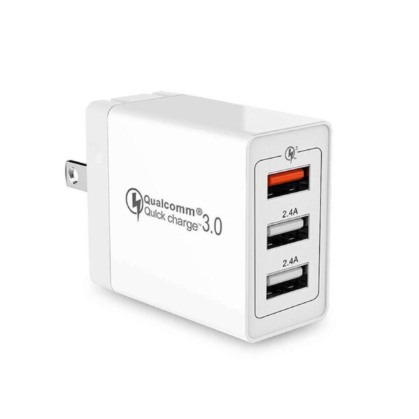 USB Wall Charger Adapter 30W QC 3.0 Fast Charging 3 Port iPhone Samsung