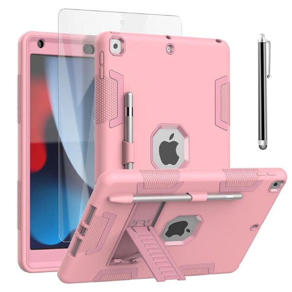 Heavy Duty Shockproof Case + Screen Protector iPad 9th Gen Rose Gold