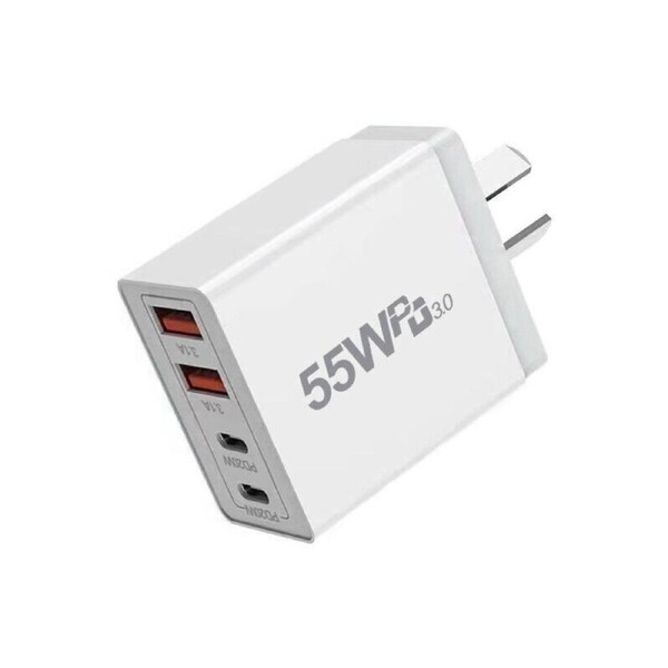 Fast Charging Wall USB C Charger Power Adapter 55W 4 Port USB-C PD Type-C Brick