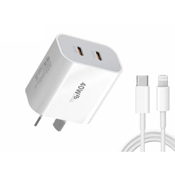 Fast Charging Wall USB C Charger Power Adapter 40W DUAL USB-C PD