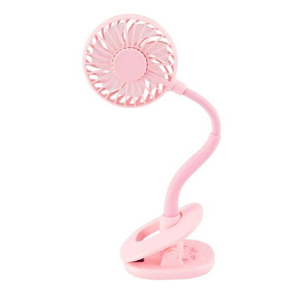 Mini Fan Travel USB Rechargeable Portable 360o Clip On Desk Car Cooling Pink