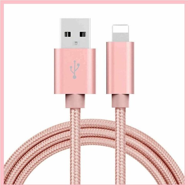iPhone 6 7 8 11 12 13 14 Pro Max Braided Fast USB Cable Cord Charger iPad Pink