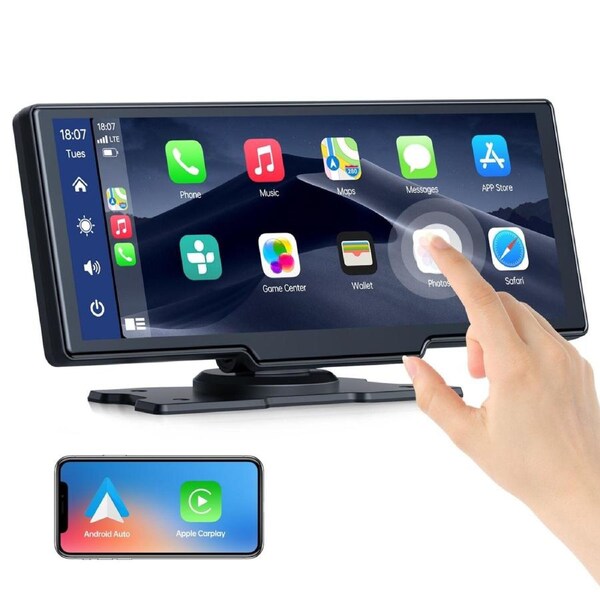 Wireless Apple Carplay Android Auto FM Bluetooth 10" Portable Car Stereo Radio