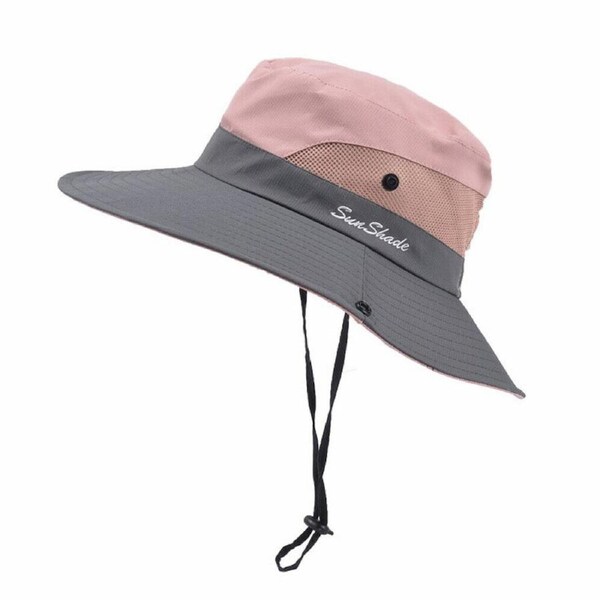 Hat Sun Protect Visor Summer Beach Cap Women Wide Brim Ponytail Anti UV Floppy