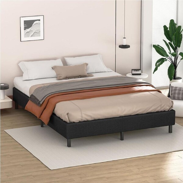 ALFORDSON Bed Frame Mattress Base Foundation Fabric Charcoal - Queen Size