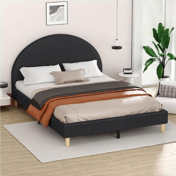 ALFORDSON Bed Frame Mattress Base Platform Fabric Charcoal - King Size