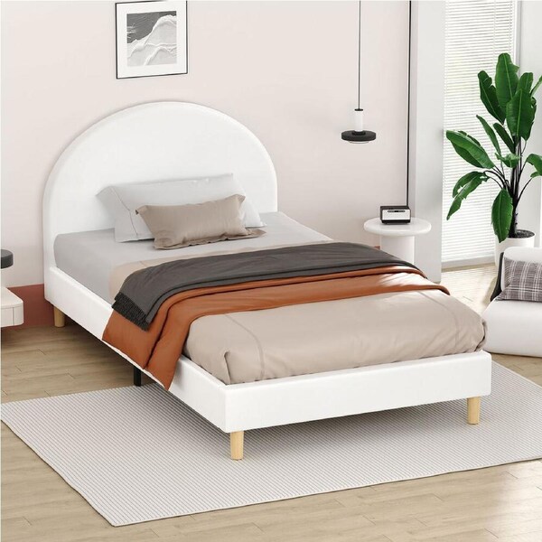 ALFORDSON Bed Frame Mattress Base Platform Leather White - King Single