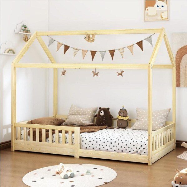 ALFORDSON Kids Bed Frame Wooden Single Bed House Frame Oak
