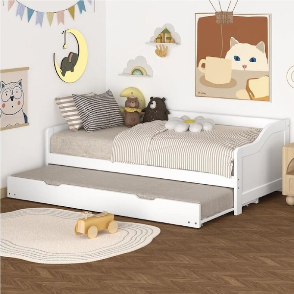 ALFORDSON Trundle Bed Frame Wooden Kids Single Size Daybed White