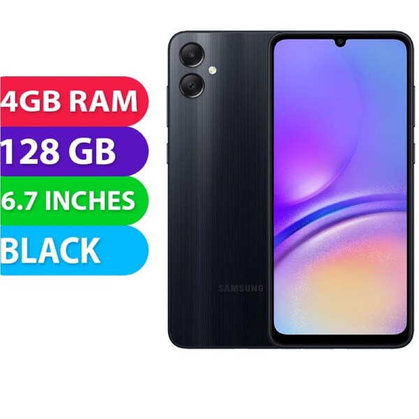 Samsung Galaxy A05 Dual SIM (4GB RAM, 128GB, Black) - BRAND NEW