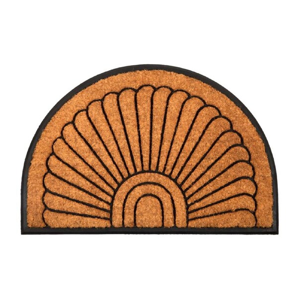Kochi Half Round Rubber and Coir Doormat - 60 x 90 cm - Entry Mat, Welcome Mat, Door mat, Non Slip, Anti Slip, Front Door, Waterproof, Durable