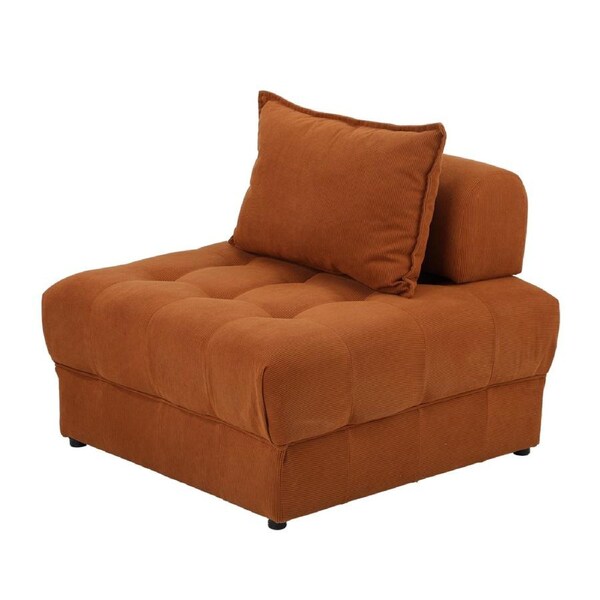 Oikiture 1 Seater Velvet Modular Sofa Lounge Chair Armless TOFU Back Brown