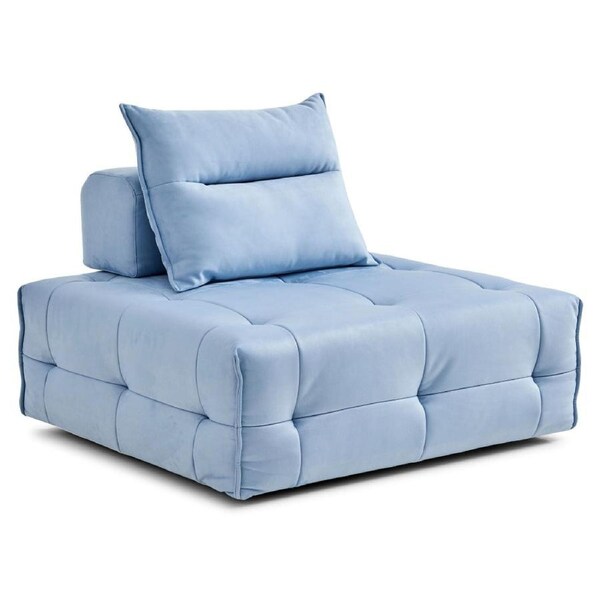 Design Square Single Modern Modular Relaxing Accent Lounge Sofa Chair - Light Blue