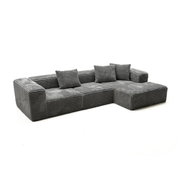 Design Square Modern Fabric Modular L-Shape Lounge Sofa Couch - Light Grey