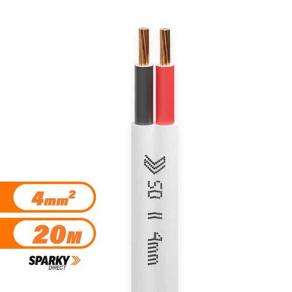 4mm Twin Flat Red & Black Cable - Pvc / Pvc - 20mtrs