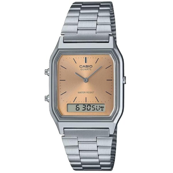 Casio Copper/Silver Retro Stainless Steel Unisex Digital Analog Watch AQ-230A-4A
