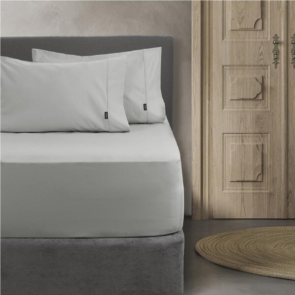 Ardor Bed 1000TC Fitted Combo Bedding Sheet Set w/Pillowcase Silver Double