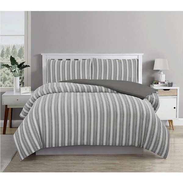 Ardor Boudior Bed Cove Textured Pillowcase Quilt Cover Set Charcoal Single