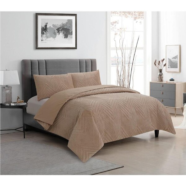 Ardor Boudior Bed Hana Embossed Velvet Quilt Cover Bedding Set Champagne King