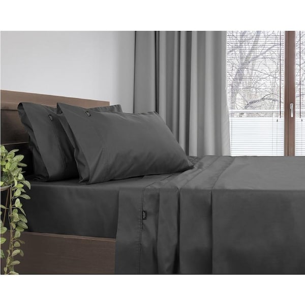 Ardor Bed 1000TC Cotton Rich Flat/Fitted/Pillowcase Sheet Set Charcoal Single