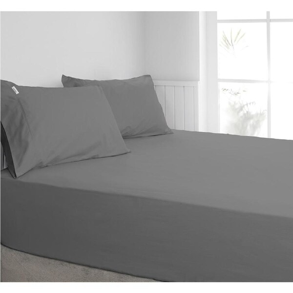 Algodon 300TC Cotton Fitted Sheet Combo Set Charcoal w/Pillowcases Mega King