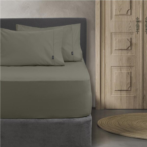 Ardor Bed 1000TC Fitted Combo Bedding Sheet Set w/Pillowcase Khaki Single