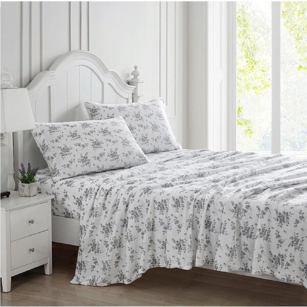 Ardor Bed Sylvia Mink Flannel Fleece Sheet/Pillowcase Set Silver Double