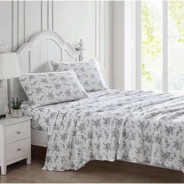 Ardor Bed Sylvia Mink Flannel Fleece Sheet/Pillowcase Set Silver King